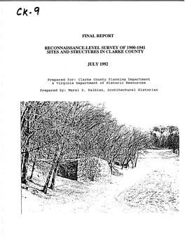 Reconnaissance-Level Survey of 1900–1941 Sites and Structures In