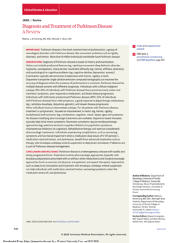 Diagnosis and Treatment of Parkinson Disease: a Review Review Clinical Review & Education