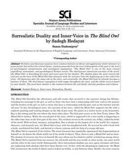 Surrealistic Duality and Inner-Voice in the Blind Owl by Sadegh Hedayat