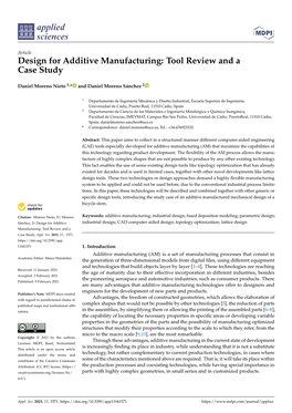 Design for Additive Manufacturing: Tool Review and a Case Study