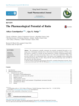 The Pharmacological Potential of Rutin