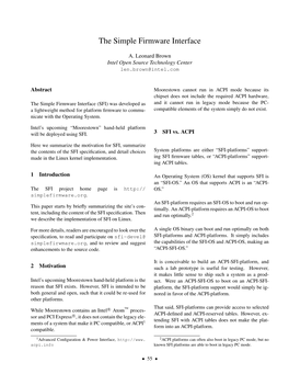 The Simple Firmware Interface