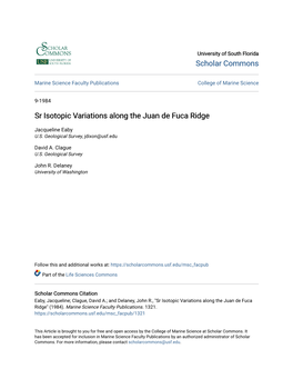 Sr Isotopic Variations Along the Juan De Fuca Ridge