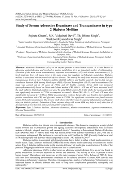 Study of Serum Adenosine Deaminase and Transaminases in Type 2 Diabetes Mellitus