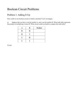 Boolean Circuit Problems