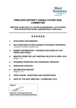 (Public Pack)Agenda Document for Kirklees District Consultation Sub