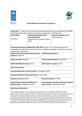 United Nations Development Programme Project Title