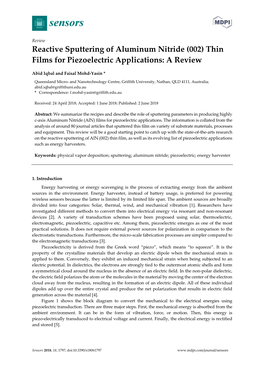 Reactive Sputtering of Aluminum Nitride (002) Thin Films for Piezoelectric Applications: a Review