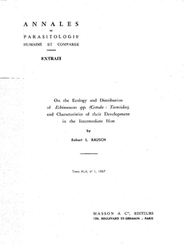 (Cestoda: Taeniidae) and Characteristics of Their Development in the Intermediate Host