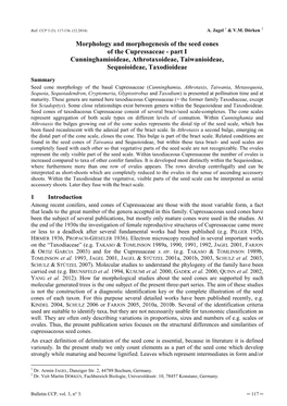 Morphology and Morphogenesis of the Seed Cones of the Cupressaceae - Part I Cunninghamioideae, Athrotaxoideae, Taiwanioideae, Sequoioideae, Taxodioideae