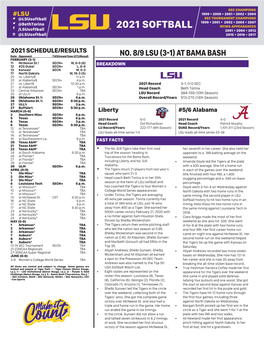 2021 SOFTBALL WCWS APPEARANCES /Lsusoftball 2001 • 2004 • 2012 @Lsusoftball 2015 • 2016 • 2017