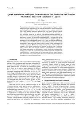 Quark Annihilation and Lepton Formation Versus Pair Production and Neutrino Oscillation: the Fourth Generation of Leptons