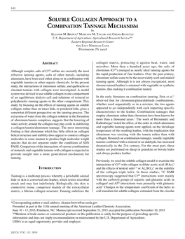 Soluble Collagen Approach to a Combination Tannage Mechanism by Eleanor M