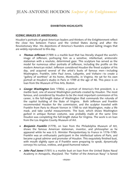 More- EXHIBITION HIGHLIGHTS ICONIC IMAGES of AMERICANS: Houdon's Portraits of Great American Leaders and Thinkers of the Enli