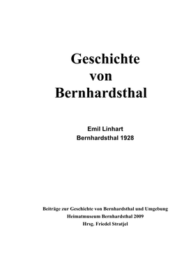 Emil Linhart: Geschichte Von Bernhardsthal, 1928