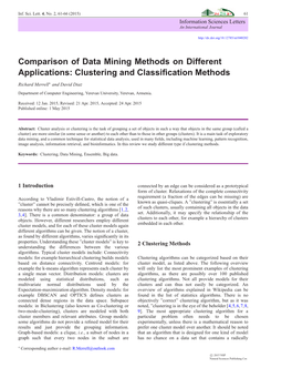 Comparison of Data Mining Methods on Different Applications: Clustering and Classiﬁcation Methods
