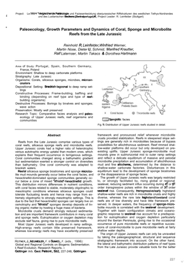 Paleoecology ...Of ... Reefs from the Late Jurassic