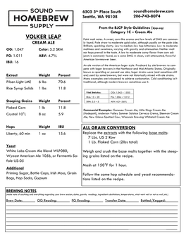 VOLKER LEAP Faint Malt Notes