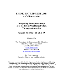 THINK ENTREPRENEURS: a Call to Action