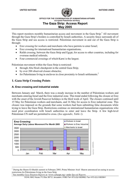 The Gaza Strip: Access Report May 2005