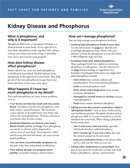 Kidney Disease and Phosphorus