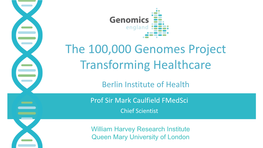 Genomics England Is a Department of Health Company • Seconded to Genomics England from Queen Mary/Barts Who Pay My Salary • Multiple Industry Partnerships E.G