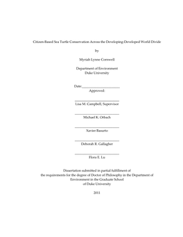 Citizen-Based Sea Turtle Conservation Across the Developing-Developed World Divide