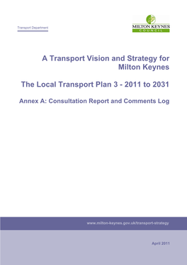 A Transport Vision and Strategy for Milton Keynes the Local Transport