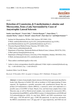 Detection of Cyanotoxins, Β-N-Methylamino-L-Alanine and Microcystins, from a Lake Surrounded by Cases of Amyotrophic Lateral Sclerosis