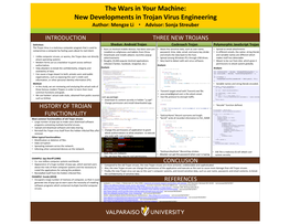 New Developments in Trojan Virus Engineering Author: Mengze Li ▪ Advisor: Sonja Streuber