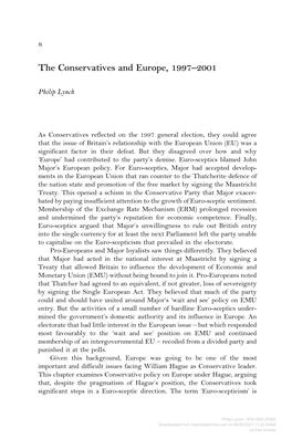 The Conservatives and Europe, 1997–2001 the Conservatives and Europe, 1997–2001