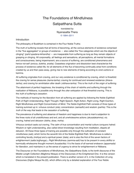 The Foundations of Mindfulness Satipatthana Sutta