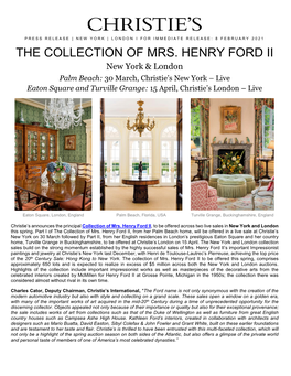 THE COLLECTION of MRS. HENRY FORD II New York & London