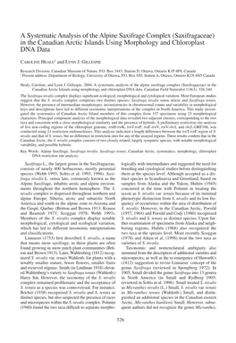 A Systematic Analysis of the Alpine Saxifrage Complex (Saxifragaceae) in the Canadian Arctic Islands Using Morphology and Chloroplast DNA Data