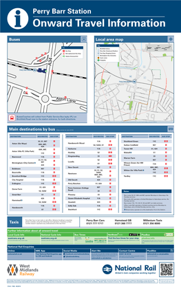 Perry Barr Station I Onward Travel Information Buses Local Area Map