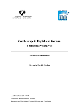 Vowel Change in English and German: a Comparative Analysis