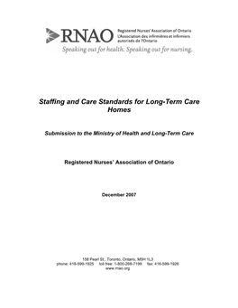 Staffing and Care Standards for Long-Term Care Homes