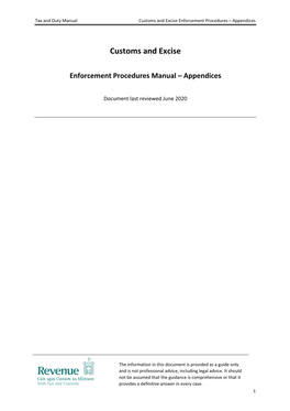 Customs and Excise Enforcement Procedures Manual