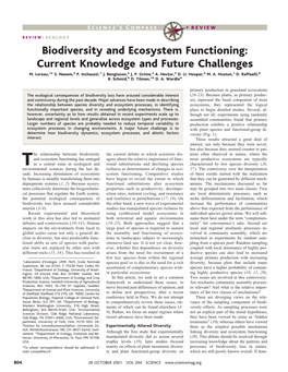 Biodiversity and Ecosystem Functioning: Current Knowledge and Future Challenges M