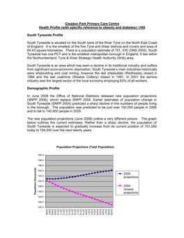 Cleadon Park Primary Care Centre Health Profile (With Specific Reference to Obesity and Diabetes) / HIA