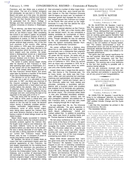 Extensions of Remarks E67 HON. DAVID M. Mcintosh HON. LEE H