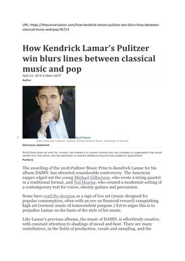 Scott Davie (How Kendrick Lamar's Pulitzer Prize Win...)