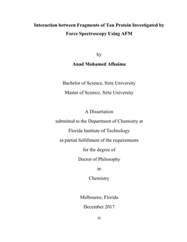 Interaction Between Fragments of Tau Protein Investigated by Force Spectroscopy Using AFM