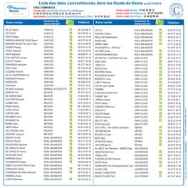 Liste Des Taxis Conventionnés Dans Les Hauts-De-Seine Au 01/11/2019