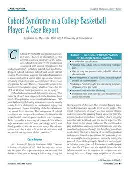 Cuboid Syndrome in a College Basketball Player: a Case Report