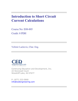 Introduction to Short Circuit Current Calculations