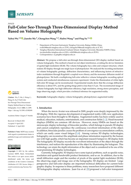 Full-Color See-Through Three-Dimensional Display Method Based on Volume Holography