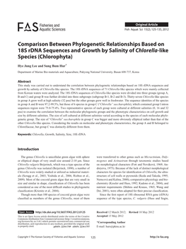 Comparison Between Phylogenetic Relationships Based on 18S Rdna Sequences and Growth by Salinity of Chlorella-Like Species (Chlorophyta)