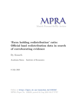 Ratio: Official Land Redistribution Data in Search of Corroborating Evidence