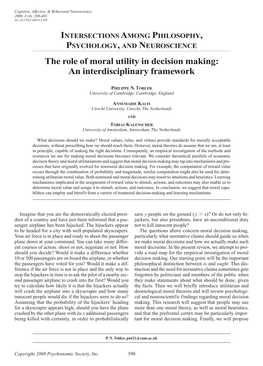 The Role of Moral Utility in Decision Making: an Interdisciplinary Framework